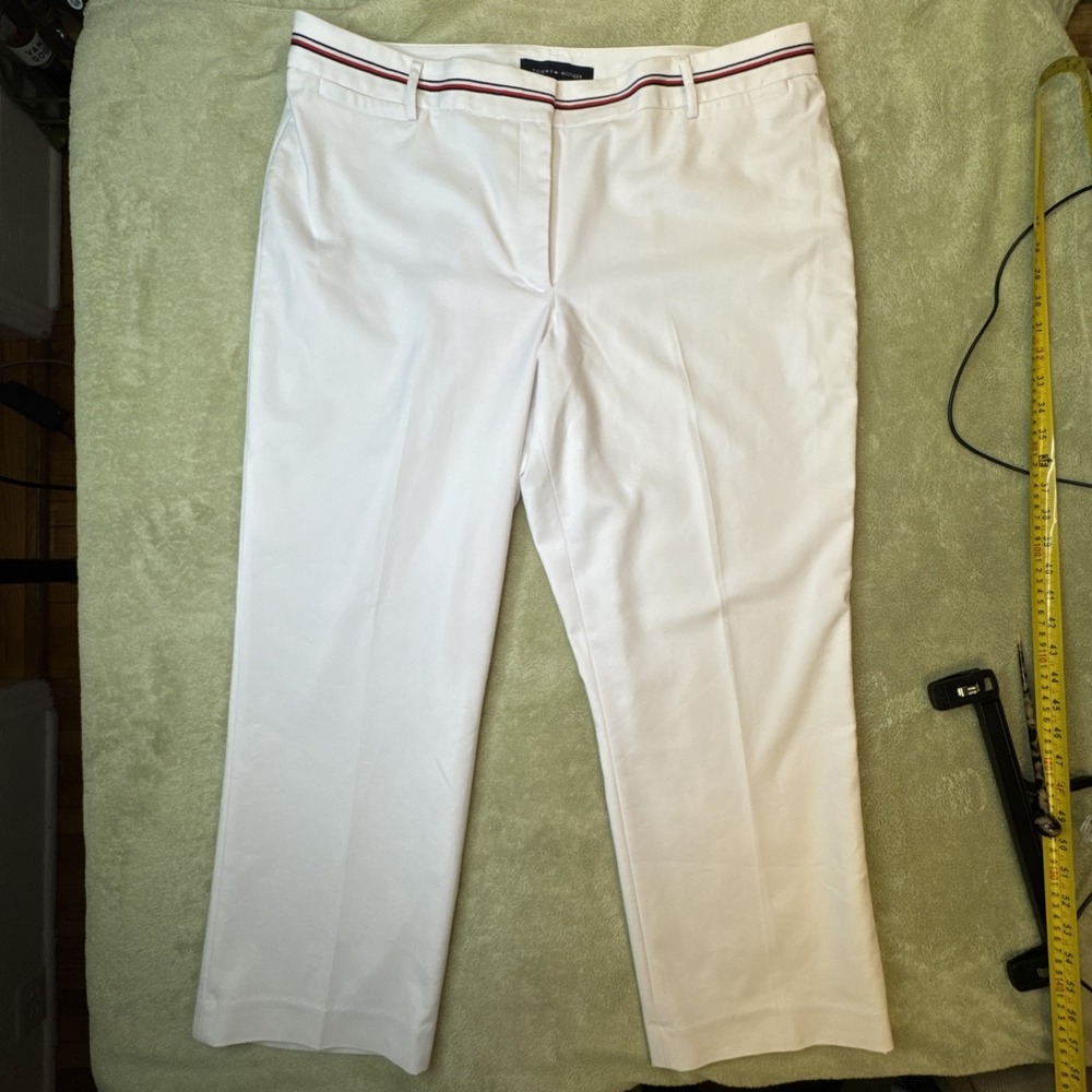 Tommy Hilfiger Women Dress Pant Plus 18‎ white Career Office stretch cropped